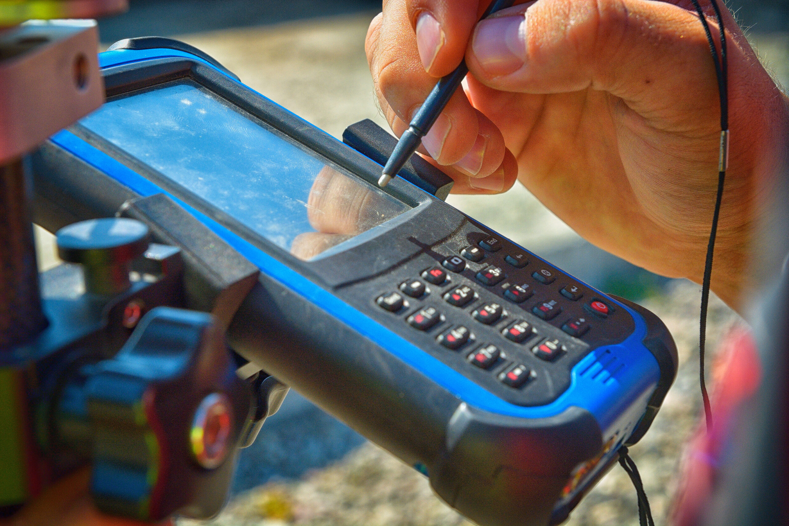 Field controller on smart pole for surveying GPS surveying instrument